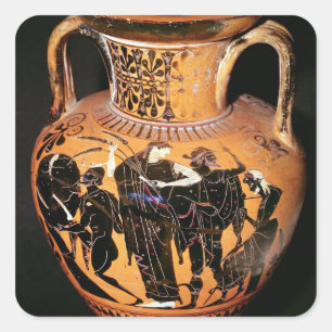 Sticker Carré Noir-chiffre vase à grenier