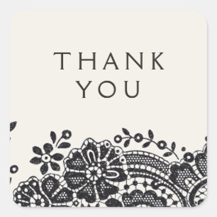 Sticker Carré Noir élégant vintage dentelle mariage