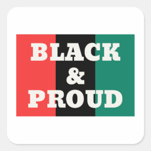 Sticker Carré Noir et fier sur des couleurs rouge, noir et vert