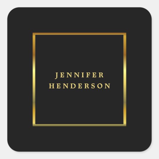 Sticker Carré Noir et or professionnel moderne (Devant)