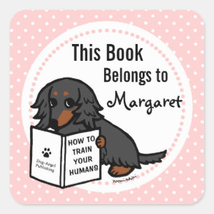 Sticker Carré Noir et Tan Long Haired Dachshund 2