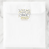 Sticker Carré Noir Gold Confetti Graduation 2025 (Sac)