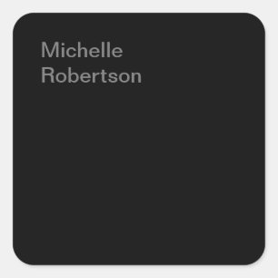 Sticker Carré Noir minimaliste Plain Ajouter son propre nom