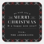 Sticker Carré Noir Noël Jour Férié (Devant)