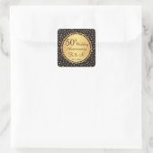 Sticker Carré Noir & or pois 50e anniversaire mariage (Sac)