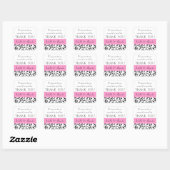 Sticker Carré Noir rose Mariage Favoriser Merci Message (Feuille)