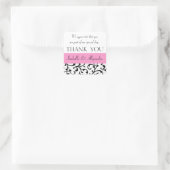 Sticker Carré Noir rose Mariage Favoriser Merci Message (Sac)