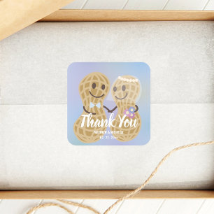 Sticker Carré Noix sur l'autre élégant Merci de mariage