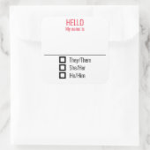 Sticker Carré Nom Balise Badge Incluant Pronouns (Sac)