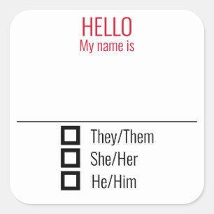 Sticker Carré Nom Balise Badge Incluant Pronouns