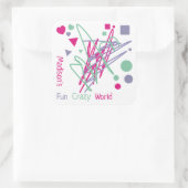 Sticker Carré Nom Coeurs Carré Points Triangles Fun monde fou (Sac)