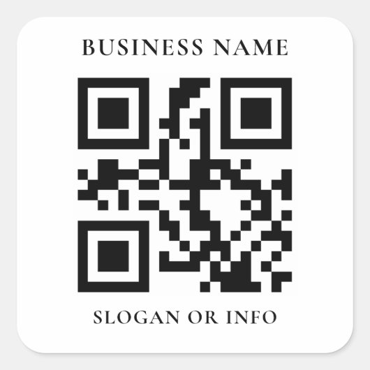 Sticker Carré Nom commercial du code QR personnalisé (Devant)