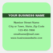 Sticker Carré Nom commercial en surbrillance sur le vert clair (Devant)