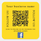 Sticker Carré Nom commercial jaune code qr Facebook (Devant)
