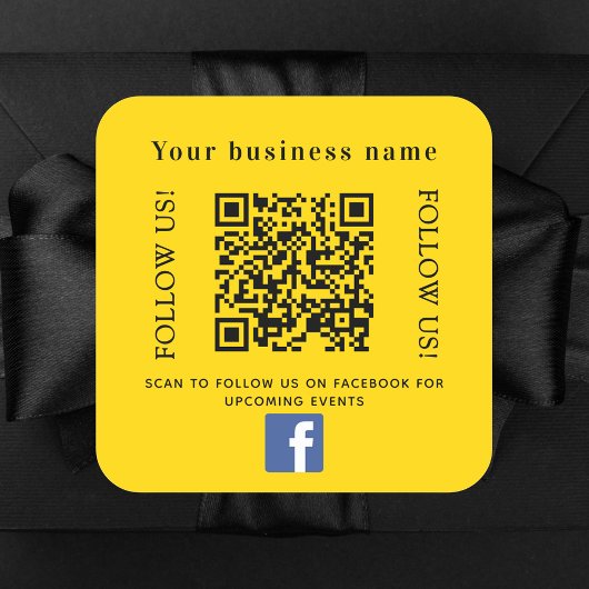 Sticker Carré Nom commercial jaune code qr Facebook