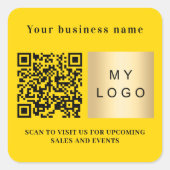 Sticker Carré Nom commercial jaune logo qr code (Devant)