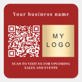 Sticker Carré Nom commercial logo rouge code qr (Devant)