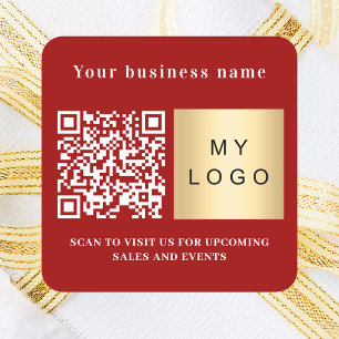 Sticker Carré Nom commercial logo rouge code qr