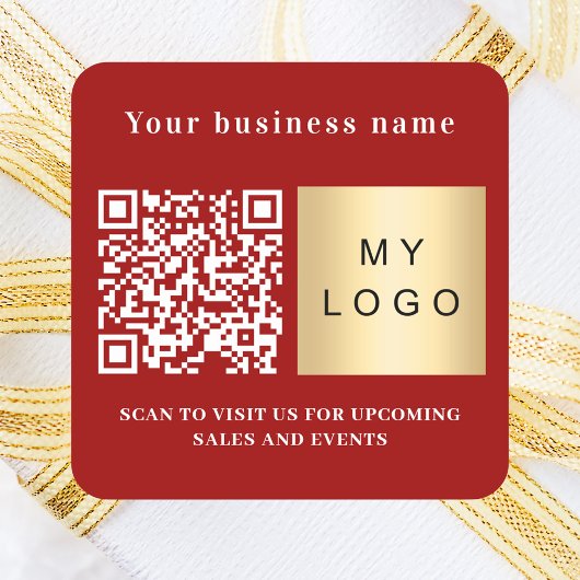 Sticker Carré Nom commercial logo rouge code qr
