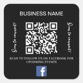 Sticker Carré Nom commercial noir blanc qr code Facebook (Devant)