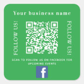 Sticker Carré Nom commercial vert qr code Facebook (Devant)