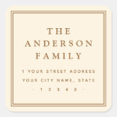 Sticker Carré Nom crème blanc jaune clair adresse de retour (Devant)