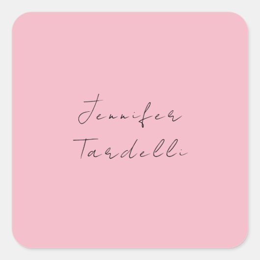 Sticker Carré Nom de calligraphie professionnel rose clair fémin (Devant)