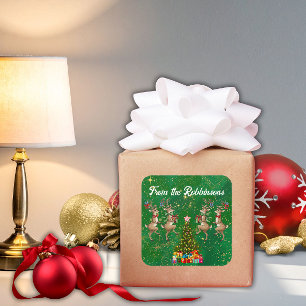 Sticker Carré Nom De Famille Rindeer De Marche Whimsical Vert