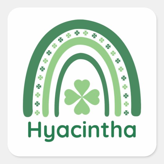 Sticker Carré Nom de Hyacintha Clover Boho Rainbow (Devant)