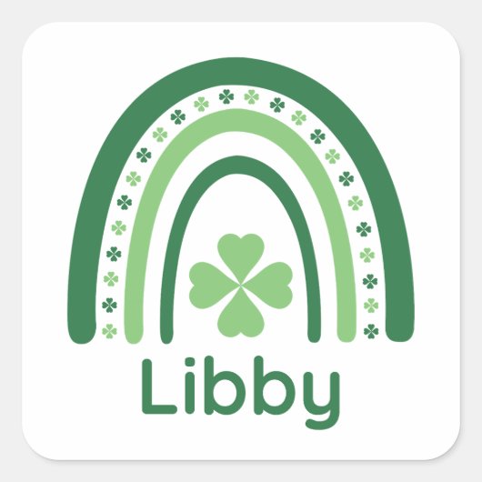 Sticker Carré Nom de la bibliothèque Clover Boho Rainbow (Devant)