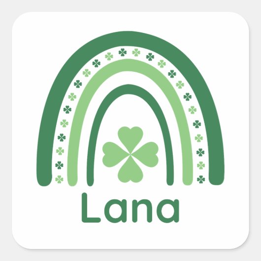 Sticker Carré Nom de la lana Clover Boho Rainbow (Devant)