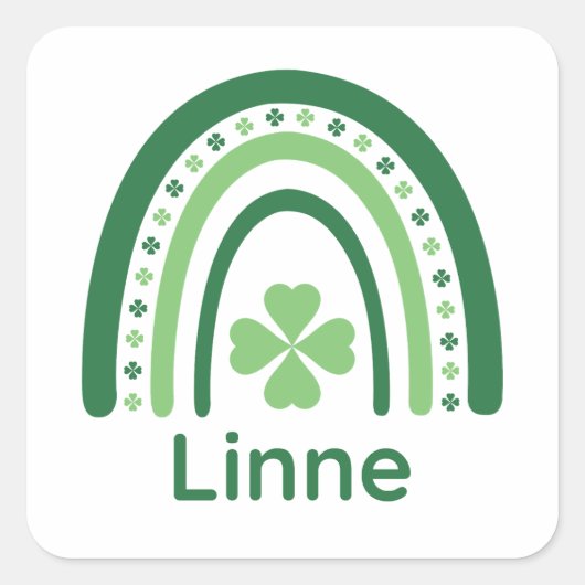 Sticker Carré Nom de la ligne Clover Boho Rainbow (Devant)