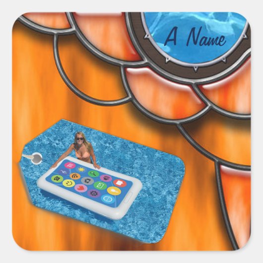 Sticker Carré Nom de la partie du pool (Devant)