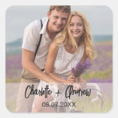Sticker Carré Nom de la photo mariée mariée mariage faveur (Devant)