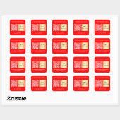 Sticker Carré Nom de l'entreprise logo rouge vif code qr (Feuille)