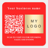 Sticker Carré Nom de l'entreprise logo rouge vif code qr (Devant)