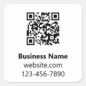 Sticker Carré Nom de l'entreprise Noir Blanc Site Web Code QR du (Devant)