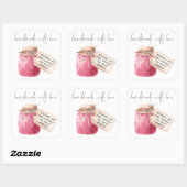 Sticker Carré Nom de l'étiquette de confiture de framboise faite (Feuille)