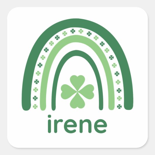 Sticker Carré Nom de l'irène Clover Boho Rainbow (Devant)