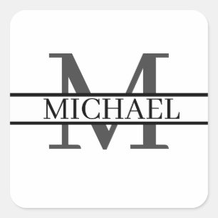 Sticker Carré Nom de monogramme personnalisé Personnalisé