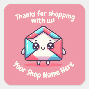Sticker Carré Nom de petite entreprise personnalisé Merci de mes