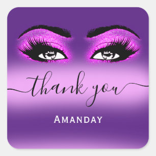 Sticker Carré Nom de remerciement Hot Pink Purple Boutique Logo