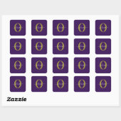 Sticker Carré Nom de script de monogramme personnalisé violet bl (Feuille)