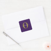 Sticker Carré Nom de script de monogramme personnalisé violet bl (Enveloppe)