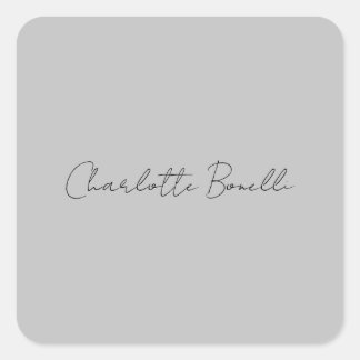 Sticker Carré Nom de script manuscrit minimaliste Gris
