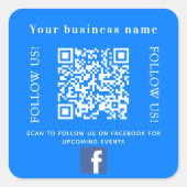 Sticker Carré Nom d'entreprise bleu clair code qr Facebook (Devant)