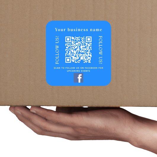Sticker Carré Nom d'entreprise bleu clair code qr Facebook