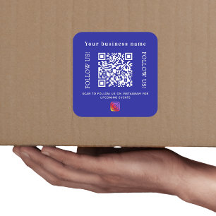 Sticker Carré Nom d'entreprise bleu foncé code qr Instagram