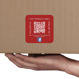Sticker Carré Nom d'entreprise code qr rouge Facebook