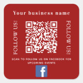 Sticker Carré Nom d'entreprise code qr rouge Facebook (Devant)